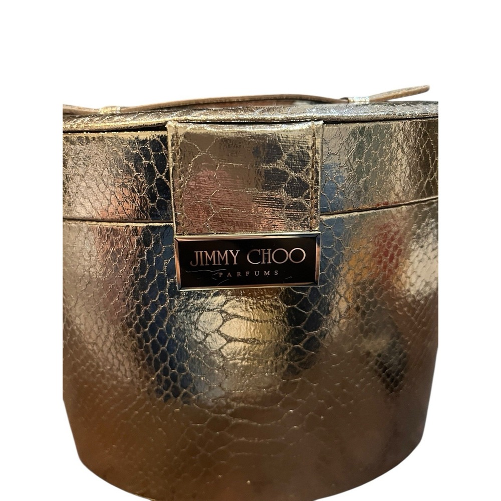 Jimmy Choo Metallic Bronze Snakeskin Cosmetics Vanity Case Lined and Felt Bottom - Picture 4 of 5